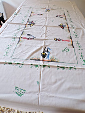 Nappe coton blanc avec motifs