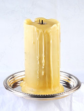 BRIQUET FEU FOLLET TABLE LIGHTER FRANCE BOUGIE CANDLE SHAPE SILVERPLATE TRAY