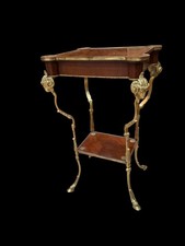 Vintage Louis XV Style Brass Rams Head Ormolu Ornate Directoire Gueridon Side