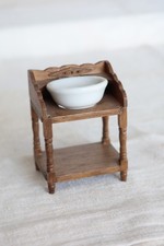 Miniature Wooden Toilet Cabinet with Porcelain Basin