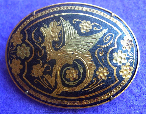 Broche vintage métal doré - broche,