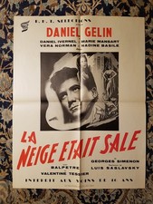 Affiche 1953 LA NEIGE ETAIT SALE 50x65 SIMENON Daniel GELIN /RARE