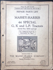 Massey-Harris 44 Special G, K and LP tractors SN 50001 and up form no 690 174 M2