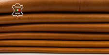 Cuir D'Agneau Italien WAXY Cognac Orangé 8 Peaux 25+Pieds Carrés 0,9Mm #C5341