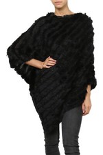 Miss Rouge : Poncho,cape en fourrure lapin, couleur NOIR