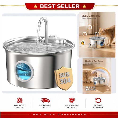 Fontaine eau pour chat - eau, inox