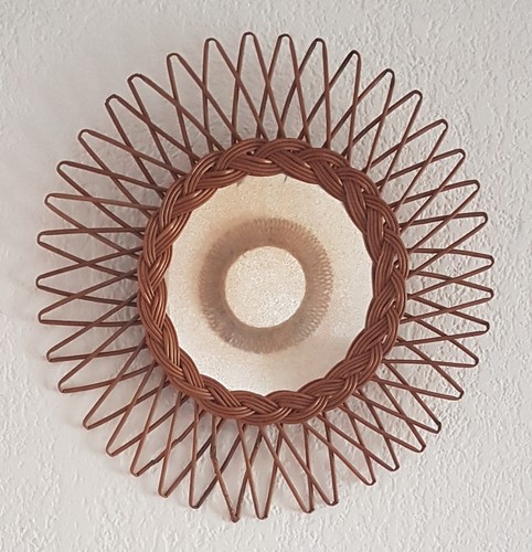 Ancien miroir soleil rotin - ancien,
