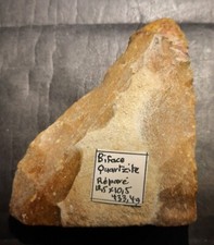 Paléolithique Biface Lancéolé  Acheuléen de Ballastière Quartzite 125 mm