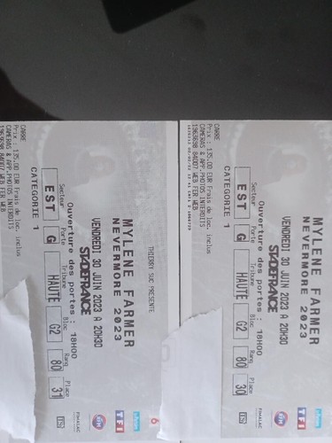 Lot billets concert mylene - lot,