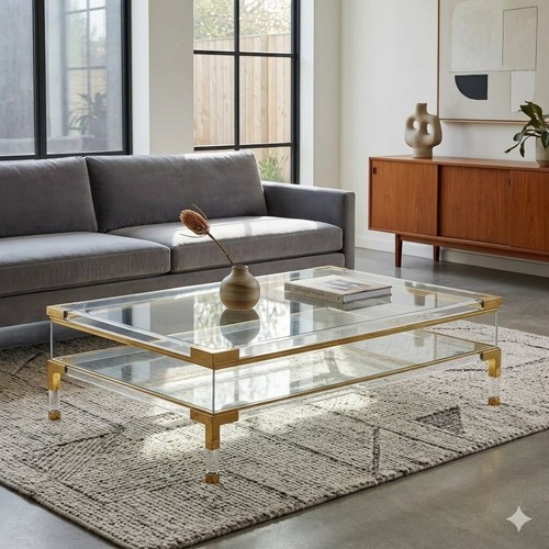 Table basse vintage verre - table,