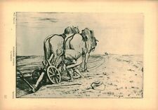 Antique photo engraving Hyperion Eau-Forte A. Legros the plough from the book
