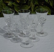 Val Saint Lambert - Service of 6 Crystal White Wine Glasses Senlis Model Cut