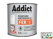 Peinture fer glycéro antirouille blanc brillant 0.5L ADDICT décoration protectio