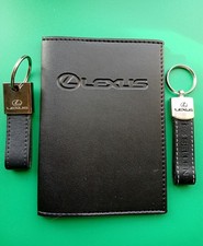 LEXUS ETUI CARTE GRISE en SIMILI CUIR NOIR + 2 PORTE CLES LOGO AUTOMOBILE