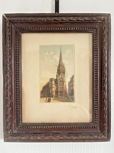 Ancien gravure encadré signé - ancien,