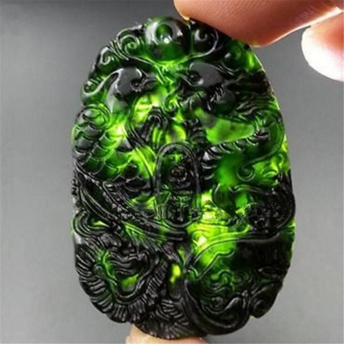 Noir vert jade sculpté - vert,