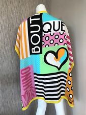 Écharpe En Soie Graphique Multi Imprimé Moschino Fabriquée En Italie BNWT