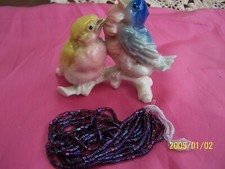 Antique Iridescent Purple Glass Tubular Bead Skein. Ref: No. 136