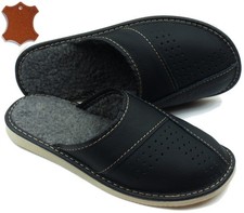 Chaussons Mules Cuir Fourrure