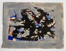 Gouache Pierre BOSCO Oiseaux vol Abstraction ciel animaux Braque Italie 1960