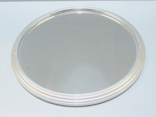 -ANCIEN PLATEAU de BISTROT VERRE MIROIR & Bord ALU COLLECTION DECO XXe Vitrine D