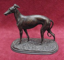 MAGNIFICENT rare Afghan greyhound statue in regular patina bronze 19th century