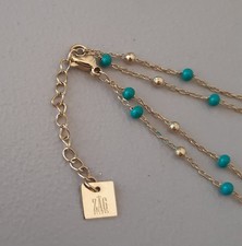 Bracelet double ZAG pour femme en acier  doré - 18 cm