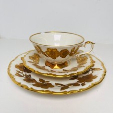 Waldershof Bavaria Germany Handpainted 22 Carat Gold Cup, Saucer & Dessert Plate