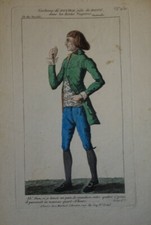 1810 COLOR ENGRAVING THEATRE MARTINET EMPIRE MEN'S NOTARY LIFE COSTUME