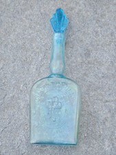 Pharmacie Bouteille Elixir H Canonne Vers 1900 Verre Bleu Effet Irisé Très Rare.