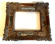 Ancien miroir / cadre à parecloses en bois sculpté stuqué / XVIIIème / Louis XIV