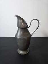Antique Pewter Pitcher Patinated Metal Decor Vintage Rustic - 26cm