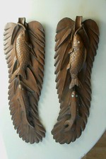 Paire panneau bois sculpté