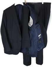 Costume Lazio Suitsupply Homme UK 54 Laine À Revers Noir 3 Pièces