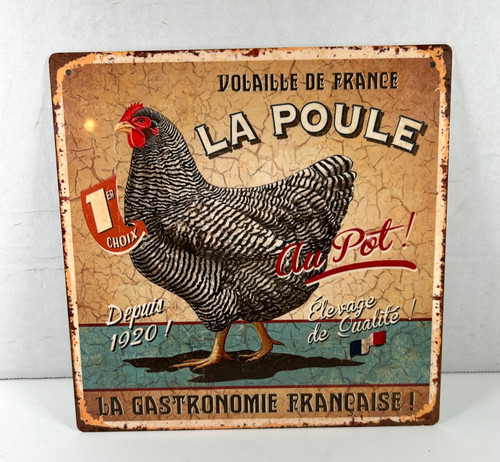 Metal wall sign chickens made - metal,