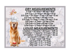 Golden Retriever Dog Measuring Chart Magnet Kitchen Baking Guide