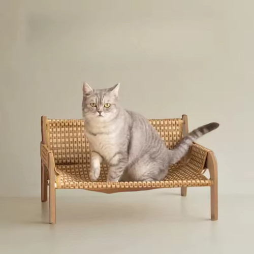 Wooden cat bed rattan - cat,