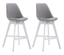 Lot de 2 tabourets de bar Cannes Tissu Pieds et Repose-pieds Bois dossier haut