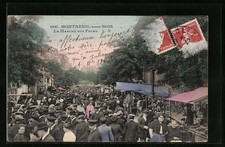 Old postcard Montreuil-sous- Bois, le marche aux Pucs, antique trade 