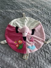 Doudou Plat/Mouchoir Flamant Rose Blanc Pois Bleu Rouge Attache Tétine - Rodadou