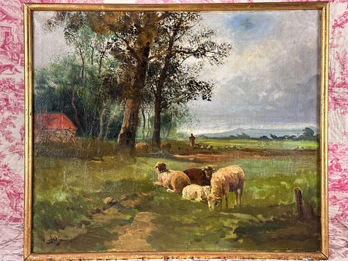 Tableau ancien paysage arboré
