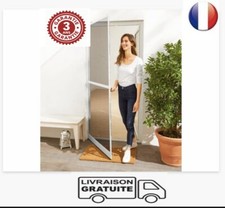 Moustiquaire de porte en aluminium 100 × 210 cm toile en fibre Blanc