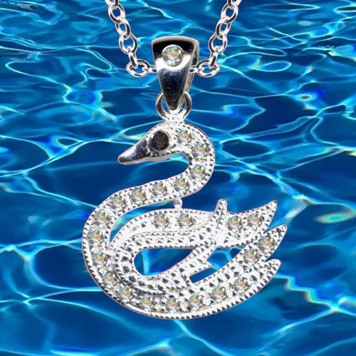 Neuf pendentif cygne - cygne, chaîne