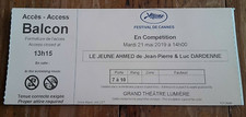 TICKET FESTIVALLE DE CANNES 2019 LE JEUNE AHMED DE JEAN PIERRE ET LUC DARDENNE