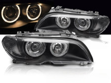 Paire de phares BMW serie 3 E46 Coupe Cabrio de 2003 a 2006 angel eyes noir-4138