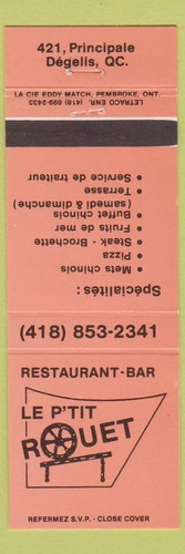 Matchbook cover p tit - cover, le