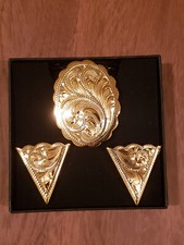 NWT Gold bolo tie AND COLLAR TIPS Cowboy Western Boxed