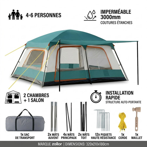 Tente camping familiale 6 - camping,