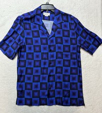 Dries Van Noten x Verner Panton Mens Size 46 Blue Short Sleeve Button Up Shirt