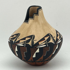 Southwest Indian / Jemez Pueblo Pottery – Dory Sandia – Polychrome, Kiva-Stepped
